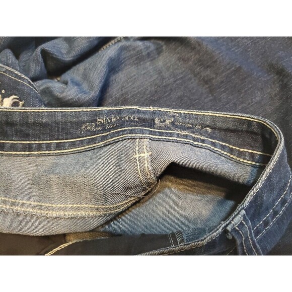 Women's Jeans Sz 16 High Waist Embroider Pockets Dark Wash Denim Straight Leg - Picture 10 of 12